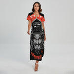 Firefighter Devil Print Short Sleeve Maxi Dress