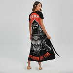 Firefighter Devil Print Short Sleeve Maxi Dress