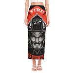 Firefighter Devil Print Side Slit Maxi Skirt