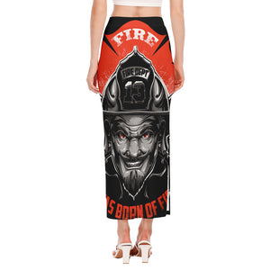 Firefighter Devil Print Side Slit Maxi Skirt