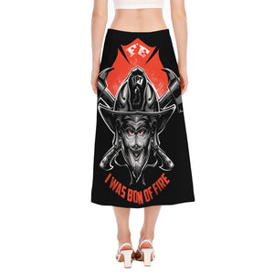 Firefighter Devil Print Side Slit Midi Skirt