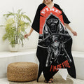 Firefighter Devil Print Silk V-Neck Kaftan Dress