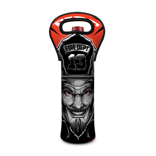 Firefighter Devil Print Single Neoprene Wine Tote