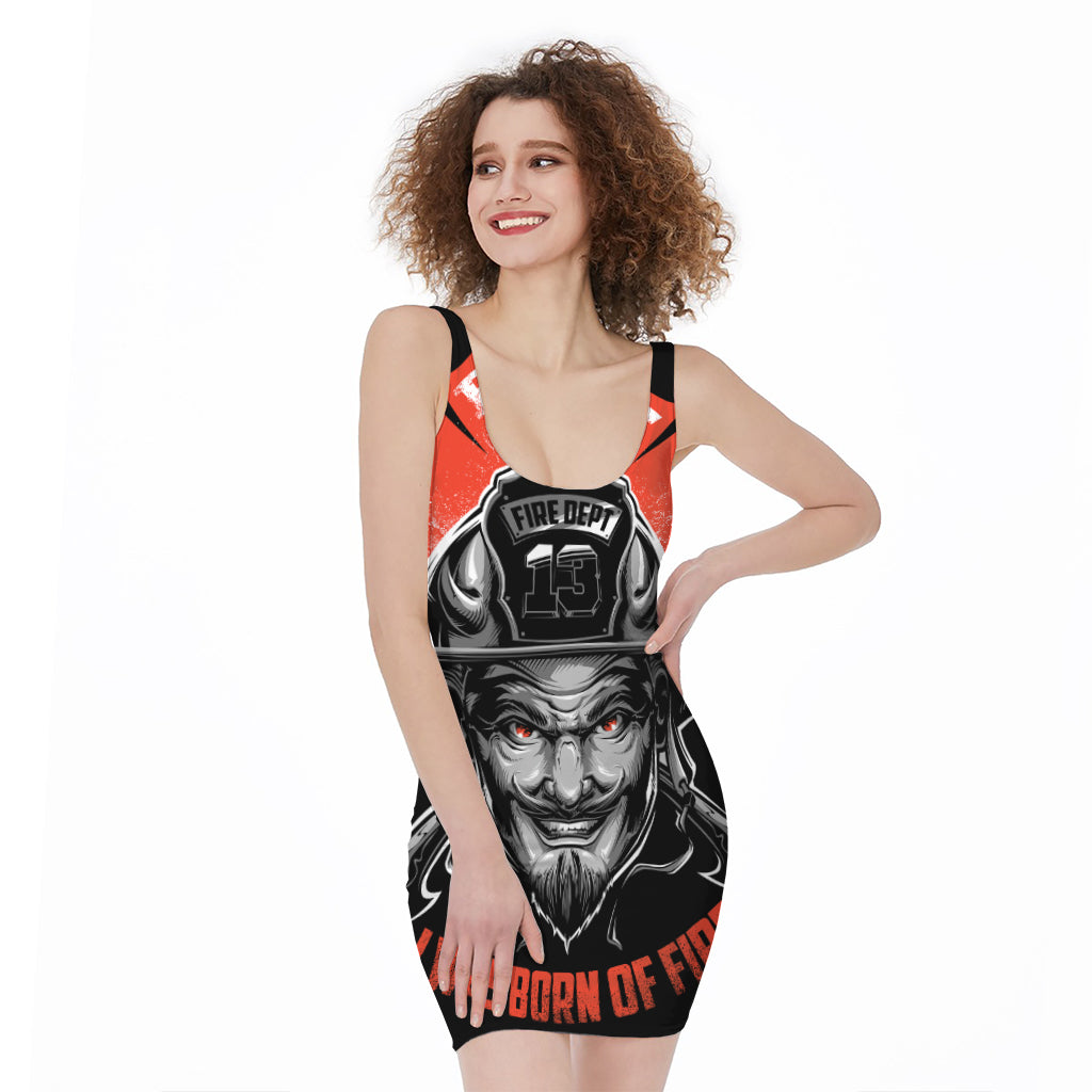 Firefighter Devil Print Sleeveless Bodycon Dress