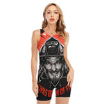 Firefighter Devil Print Sleeveless One Piece Swimsuit