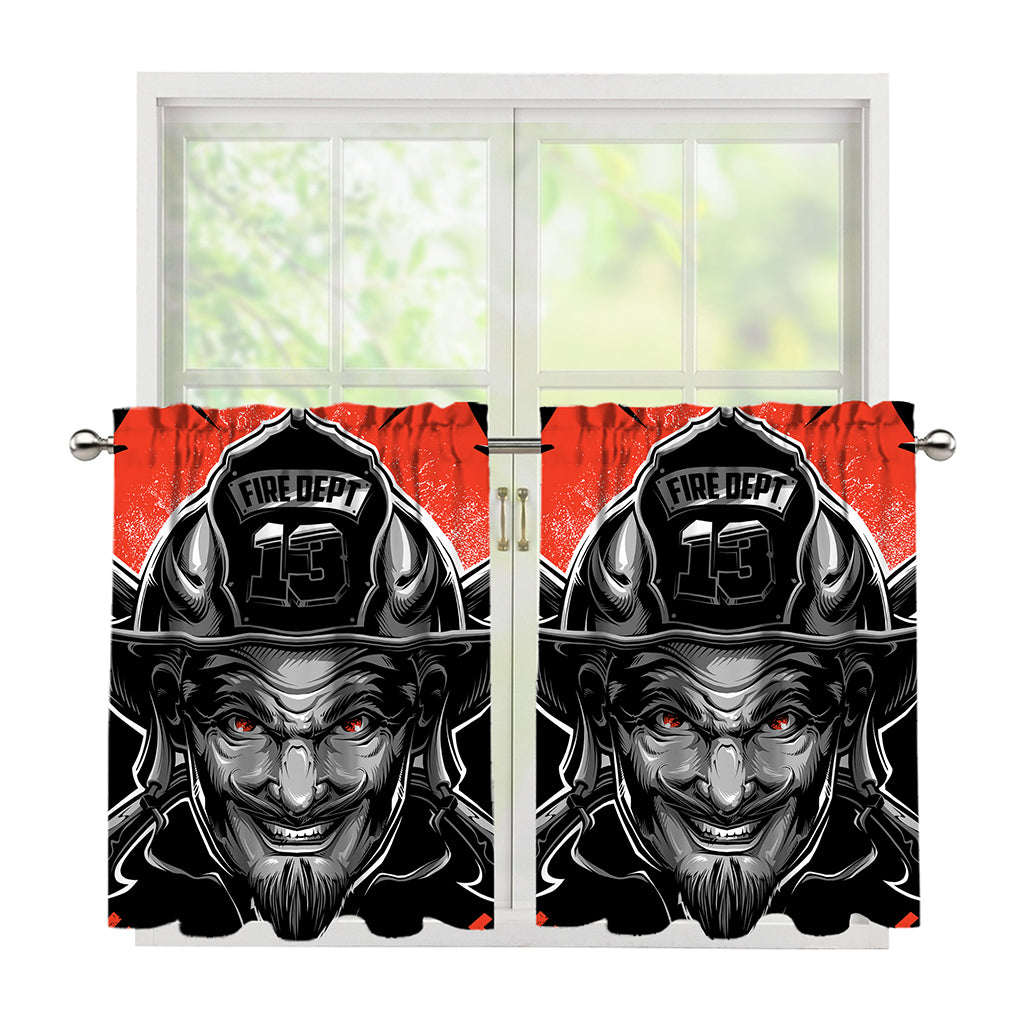 Firefighter Devil Print Tier Curtains