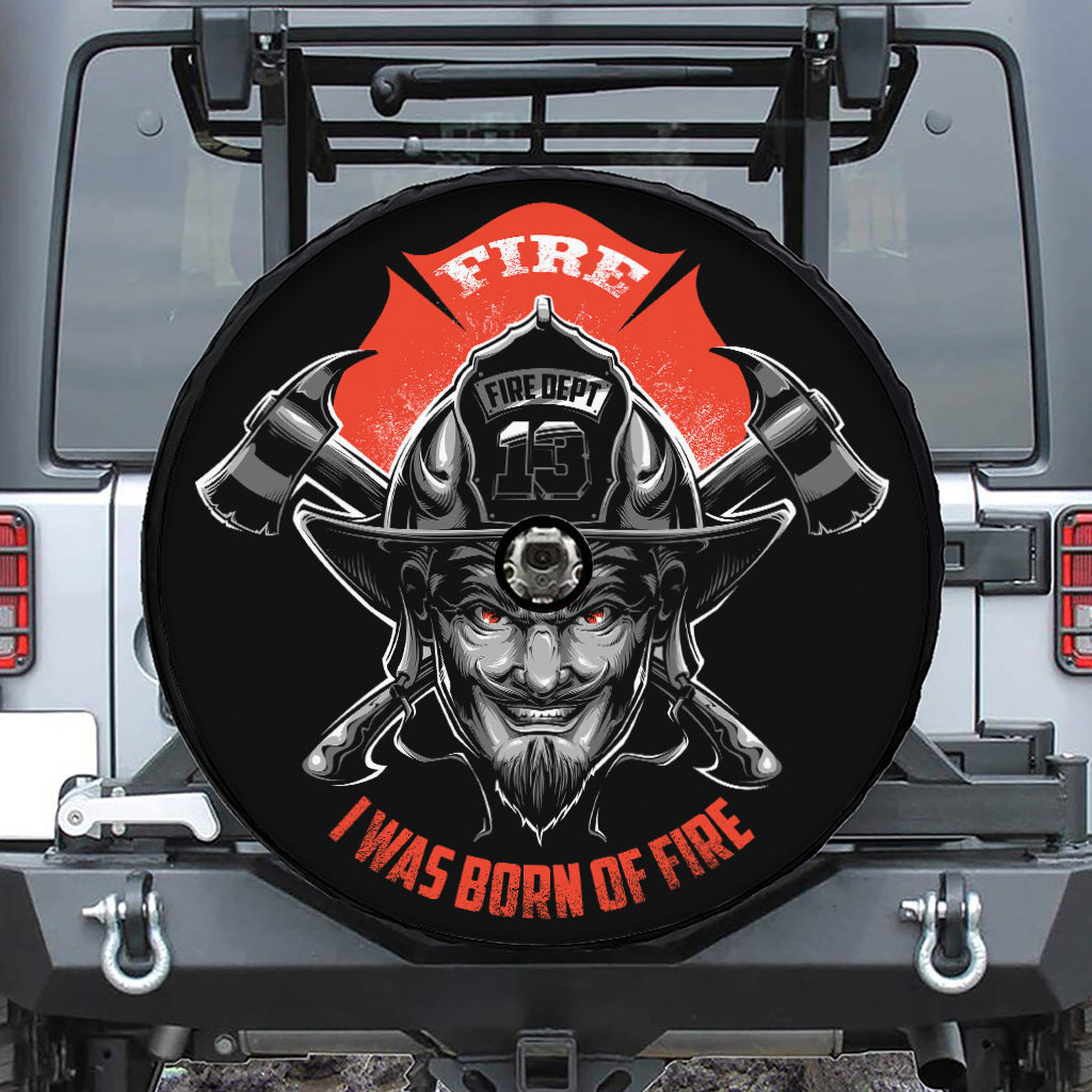 Firefighter Devil Print Tire Cover With Camera Hole