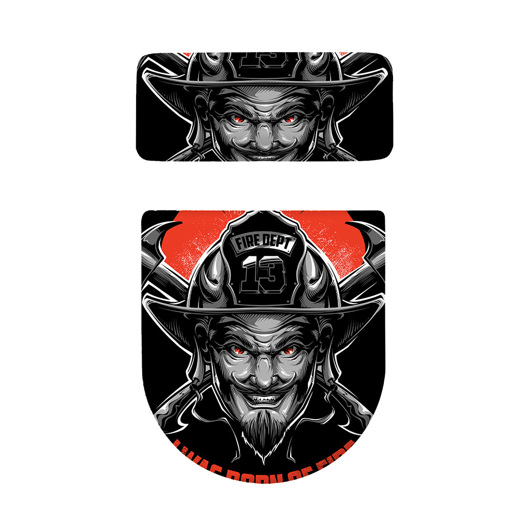 Firefighter Devil Print Toilet Lid And Tank Cover Set