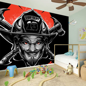 Firefighter Devil Print Wall Sticker