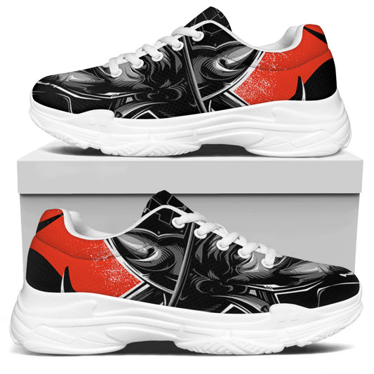 Firefighter Devil Print White Chunky Shoes