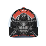Firefighter Devil Print White Mesh Trucker Cap