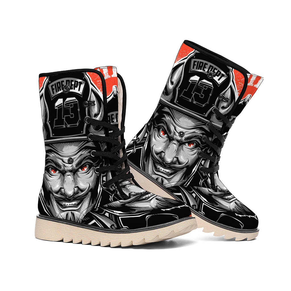 Firefighter Devil Print Winter Boots