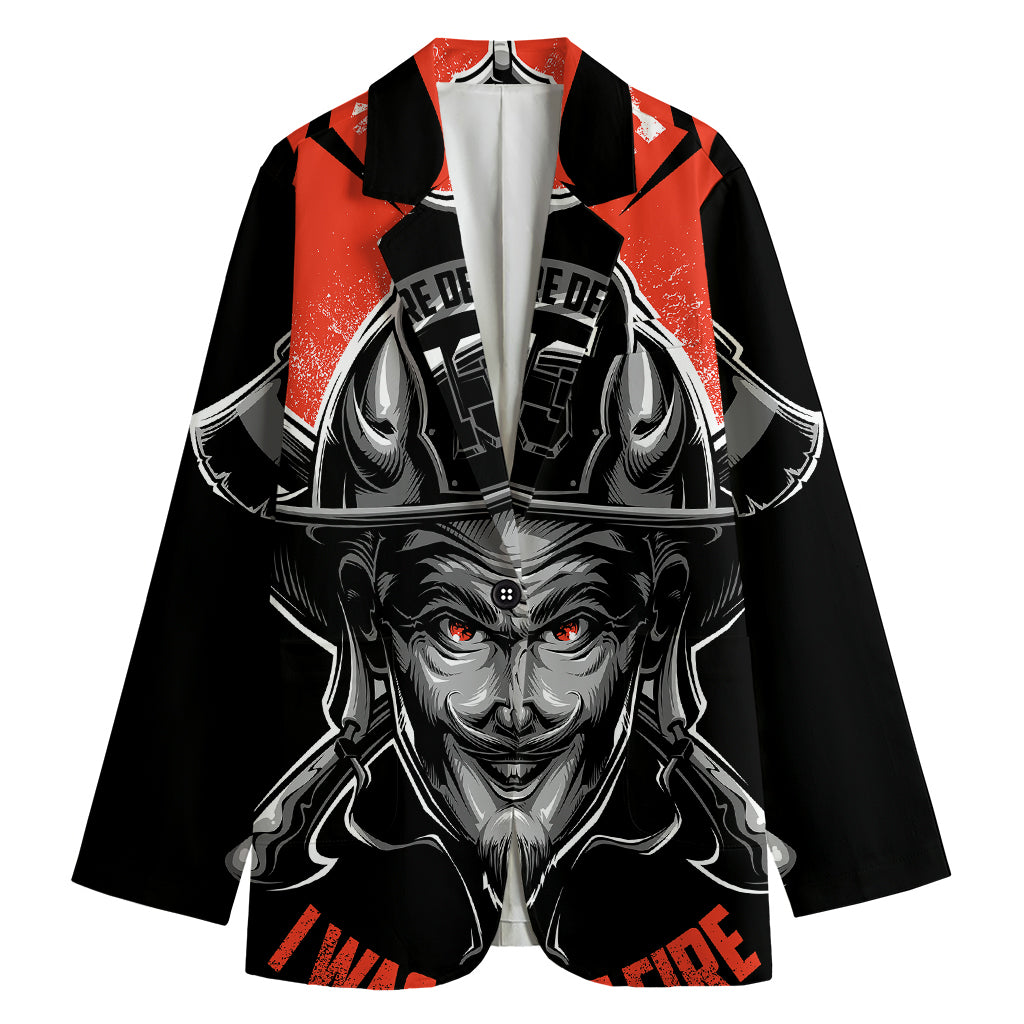 Firefighter Devil Print Women's Blazer