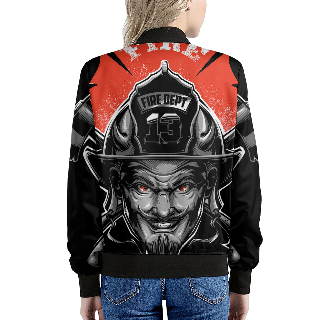 Firefighter Devil Print Women's Bomber Jacket