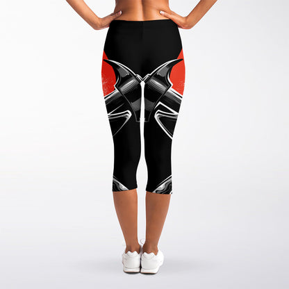 Firefighter Devil Print Women's Capri Leggings