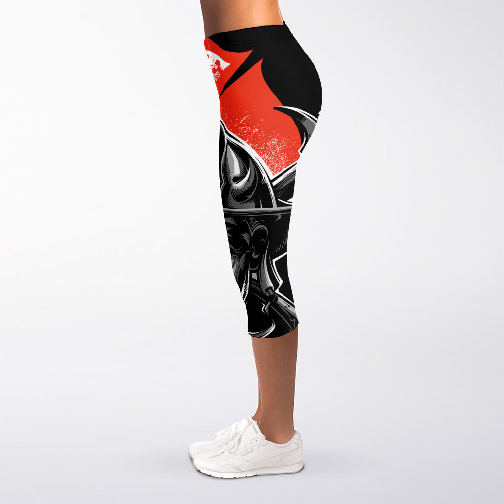 Firefighter Devil Print Women's Capri Leggings