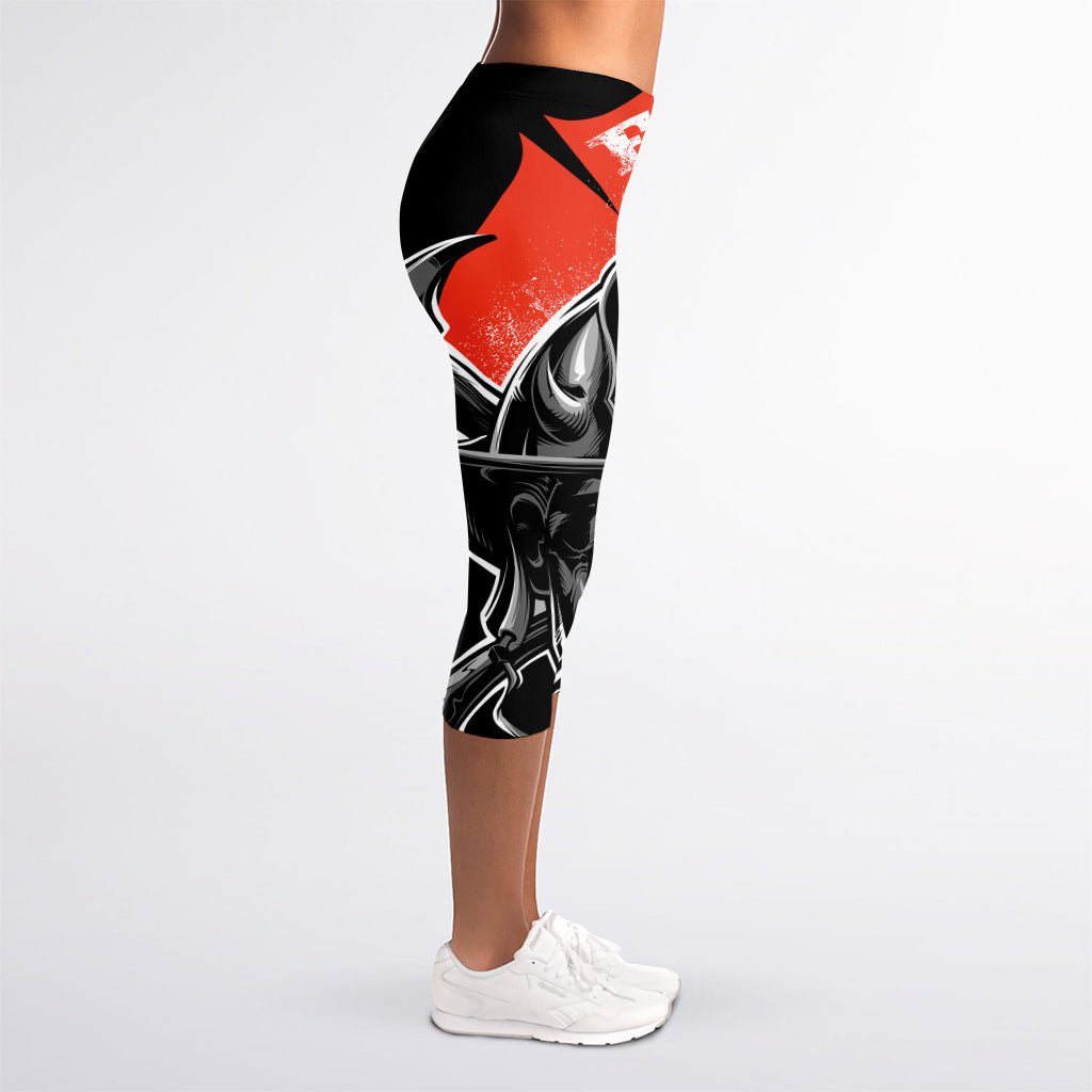 Firefighter Devil Print Women's Capri Leggings