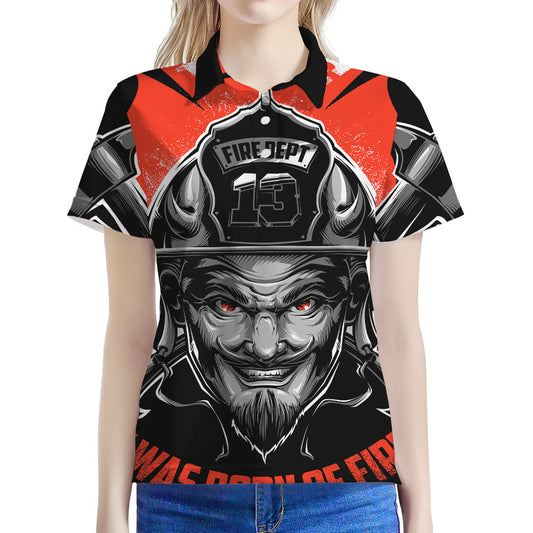Firefighter Devil Print Women's Polo Shirt