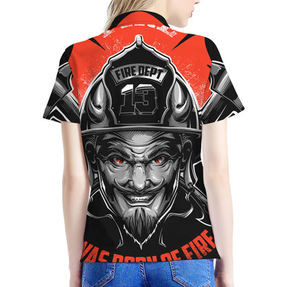 Firefighter Devil Print Women's Polo Shirt