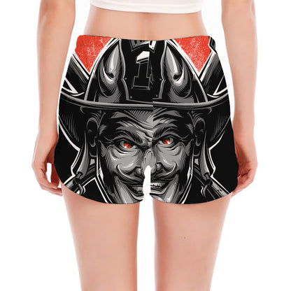 Firefighter Devil Print Women's Split Running Shorts