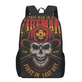 Firefighter First In Last Out Print 17 Inch Backpack