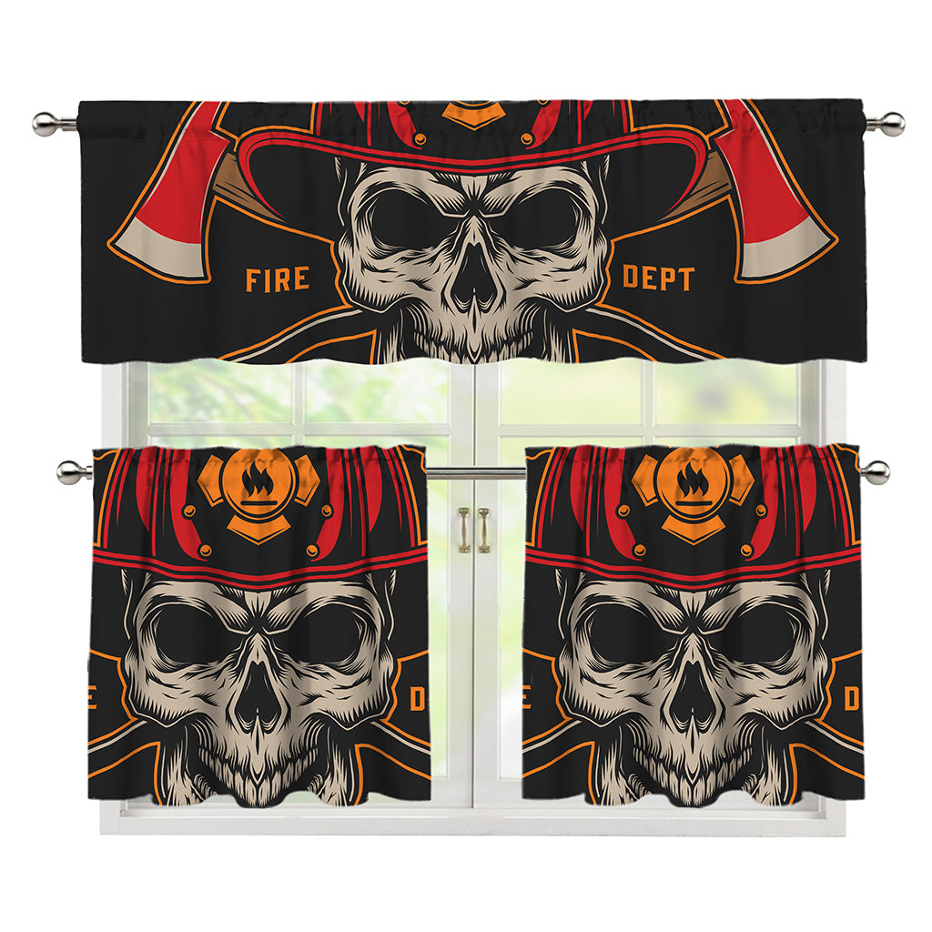 Firefighter First In Last Out Print 3 Piece Kitchen Curtains