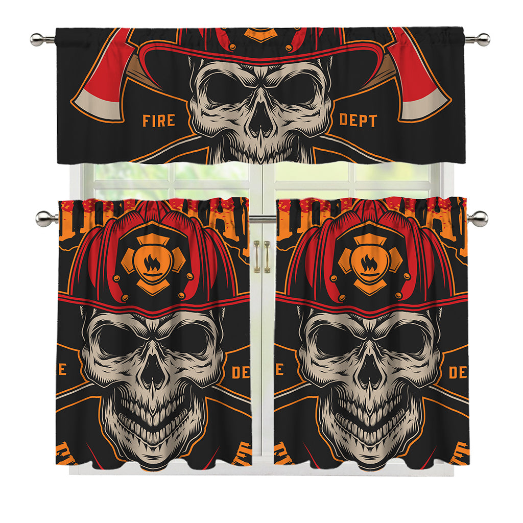 Firefighter First In Last Out Print 3 Piece Kitchen Curtains
