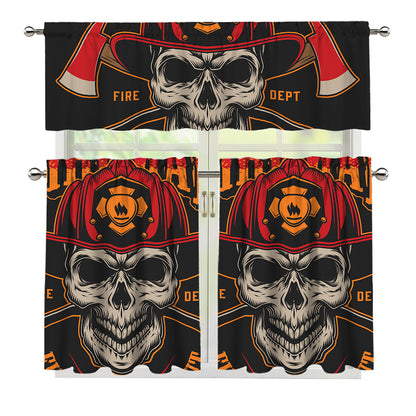Firefighter First In Last Out Print 3 Piece Kitchen Curtains