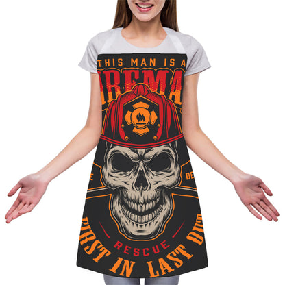 Firefighter First In Last Out Print Adjustable Apron