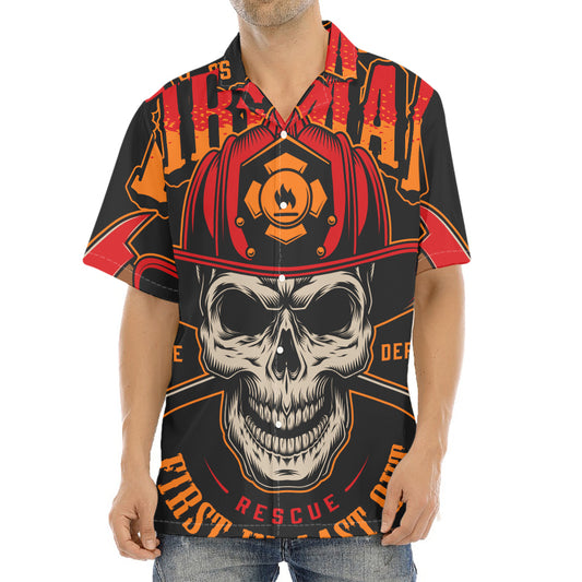 Firefighter First In Last Out Print Aloha Shirt