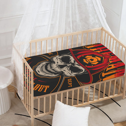 Firefighter First In Last Out Print Baby Crib Sheet