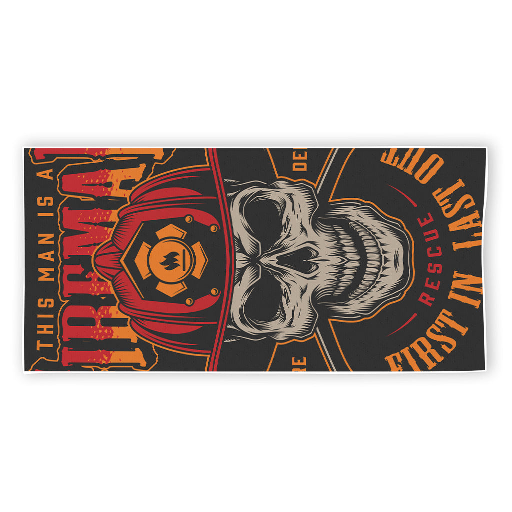 Firefighter First In Last Out Print Beach Towel