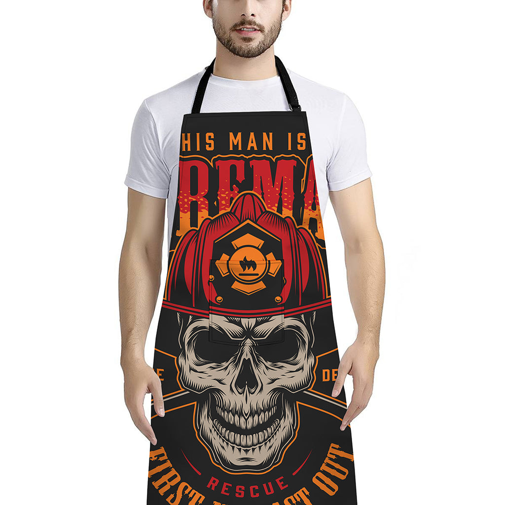 Firefighter First In Last Out Print Bib Apron With Pocket