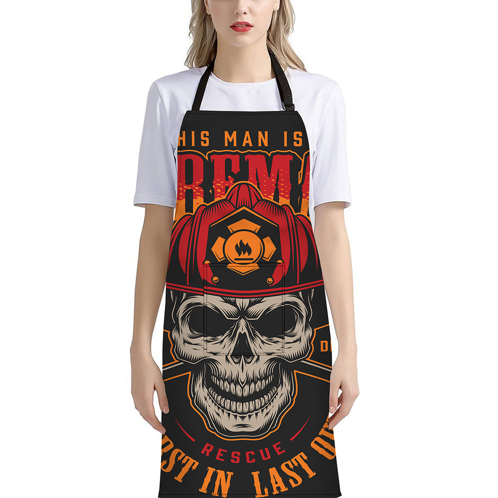 Firefighter First In Last Out Print Bib Apron With Pocket