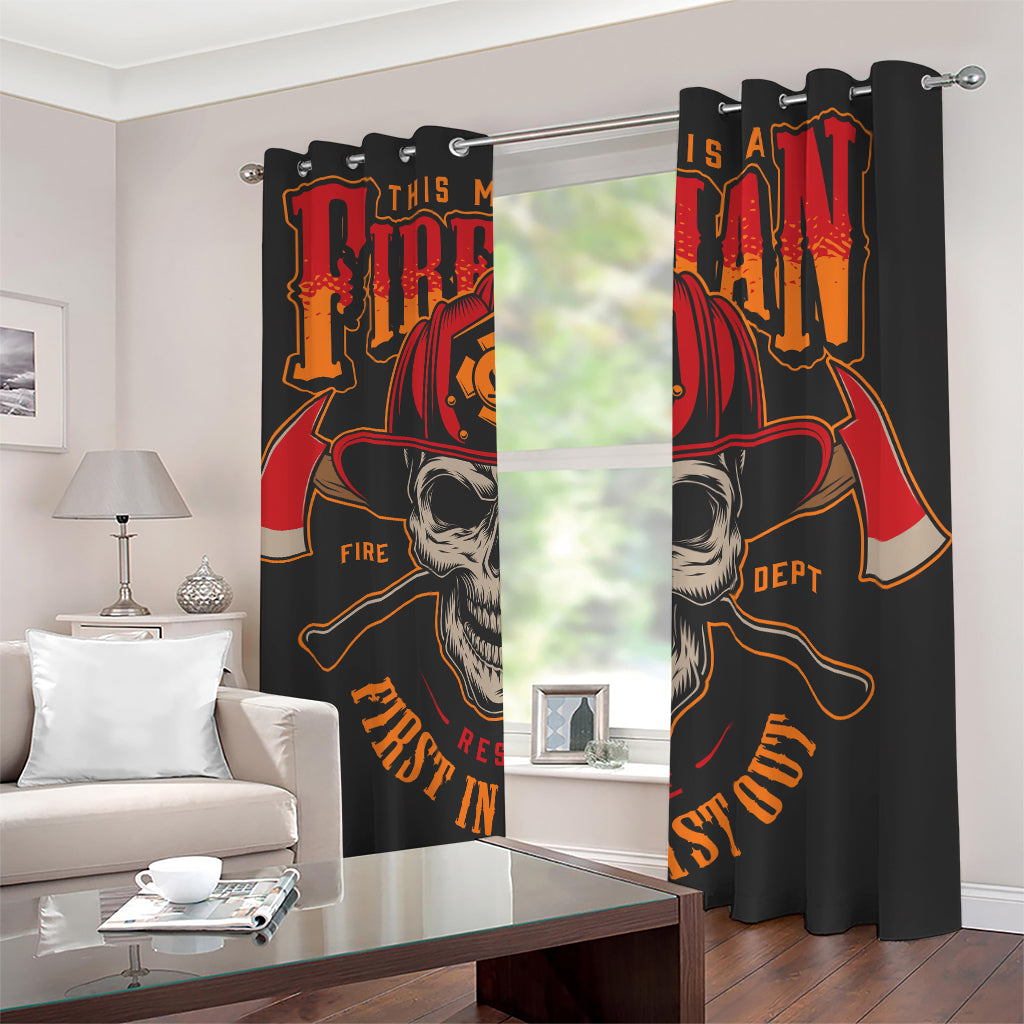 Firefighter First In Last Out Print Blackout Grommet Curtains