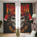 Firefighter First In Last Out Print Dimout Pencil Pleat Curtains