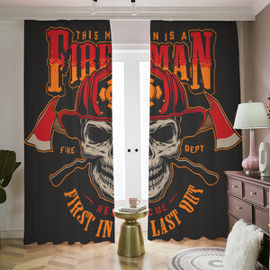 Firefighter First In Last Out Print Blackout Pencil Pleat Curtains