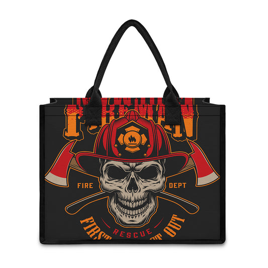 Firefighter First In Last Out Print Canvas Tote Bag