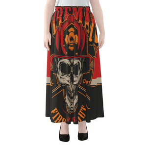 Firefighter First In Last Out Print Chiffon Maxi Skirt