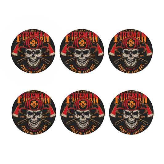 Firefighter First In Last Out Print Coaster Set