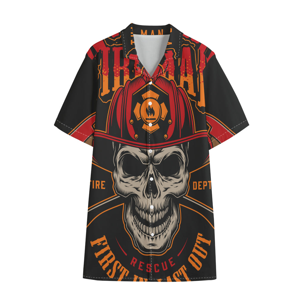 Firefighter First In Last Out Print Cotton Hawaiian Shirt