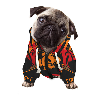 Firefighter First In Last Out Print Dog Zip Up Hoodie