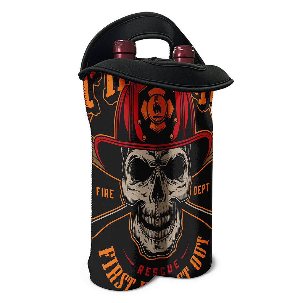 Firefighter First In Last Out Print Double Neoprene Wine Tote