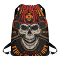 Firefighter First In Last Out Print Drawstring Backpack