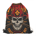 Firefighter First In Last Out Print Drawstring Bag