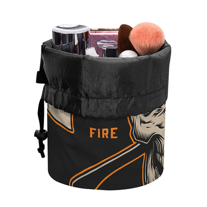 Firefighter First In Last Out Print Drawstring Makeup Bag