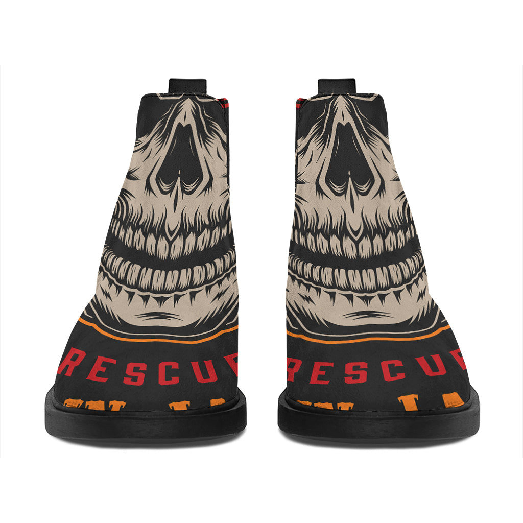 Firefighter First In Last Out Print Flat Ankle Boots