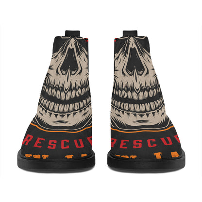 Firefighter First In Last Out Print Flat Ankle Boots