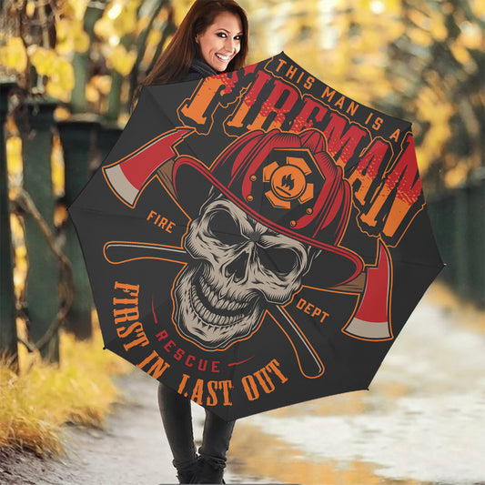 Firefighter First In Last Out Print Foldable Umbrella