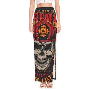 Firefighter First In Last Out Print High Slit Maxi Skirt